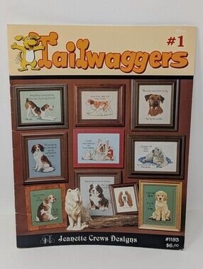 Tailwaggers 1 Dog Puppy Cross Stitch Pattern Book Jeanette Crews Designs #1193